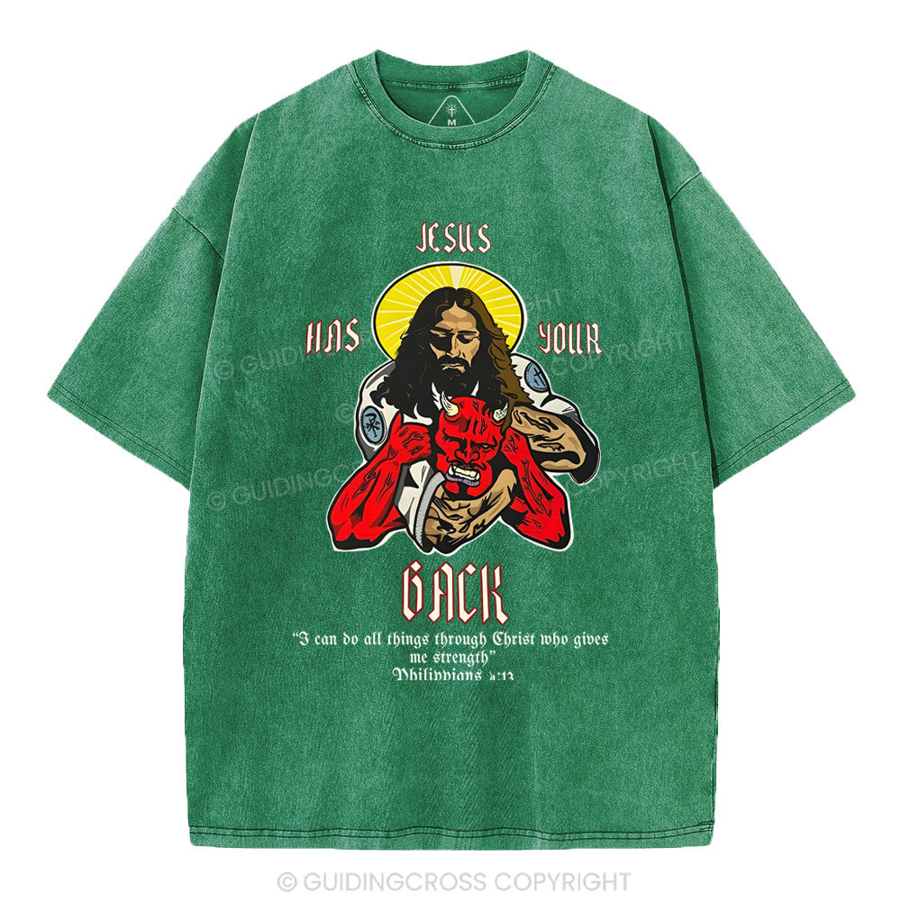 Jesus Has Your Back Christian Washed T-Shirt