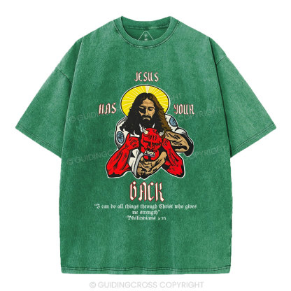 Jesus Has Your Back Christian Washed T-Shirt