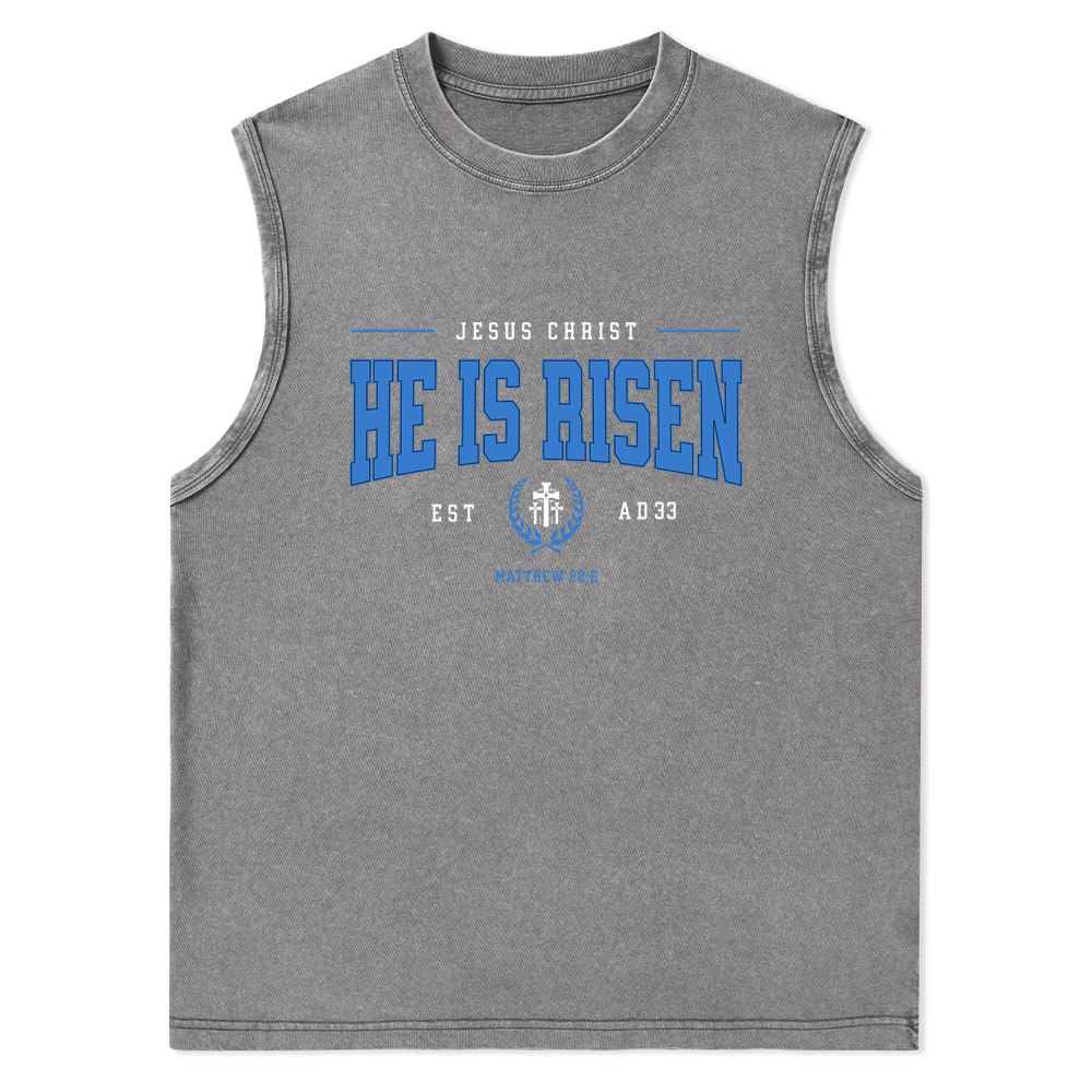 Jesus Christ He Is Risen Christian Washed Tank Top