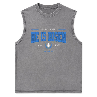 Jesus Christ He Is Risen Christian Washed Tank Top