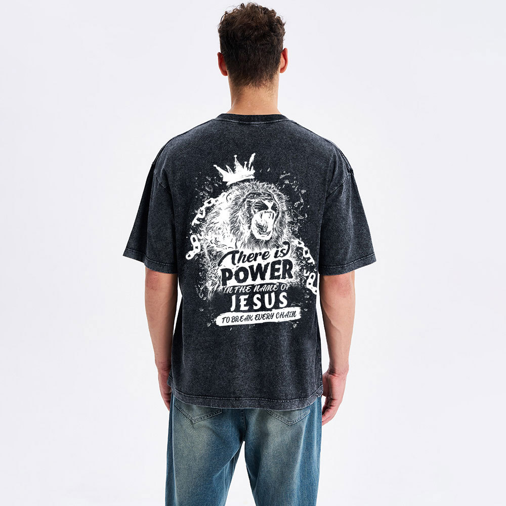 There Is Power In The Name Of Jesus Christian Washed T-Shirt