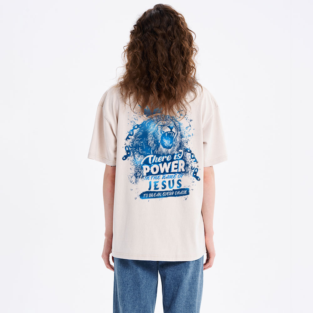 There Is Power In The Name Of Jesus Christian Washed T-Shirt