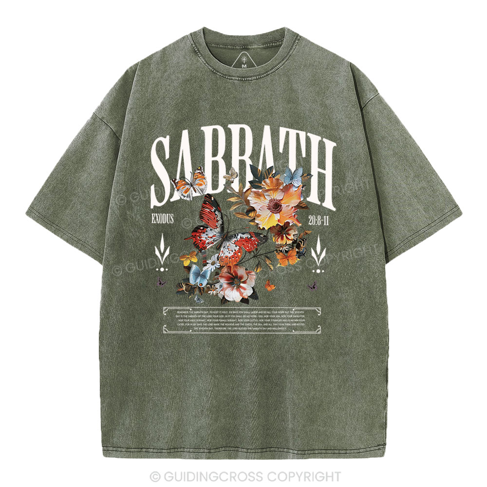 Sabbath Shalom Christian Washed T-Shirt