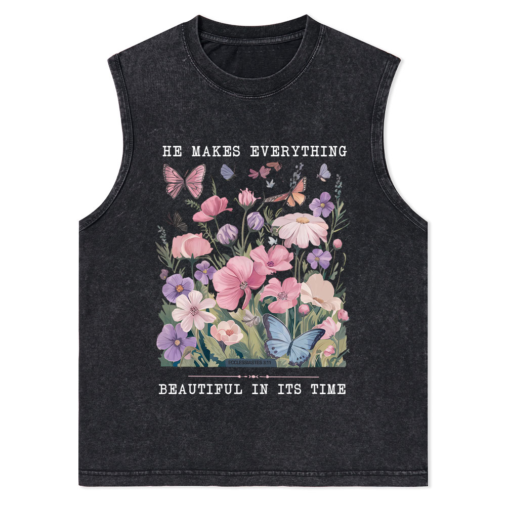 He Makes Everything Beautiful In Its Time Christian Washed Tank Top