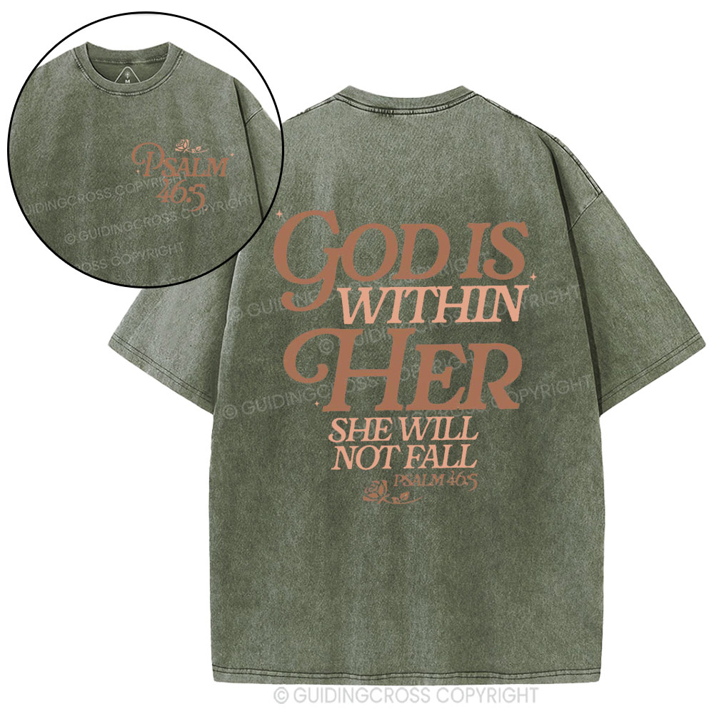 God Is Within Her Christian Washed T-Shirt