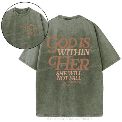 God Is Within Her Christian Washed T-Shirt