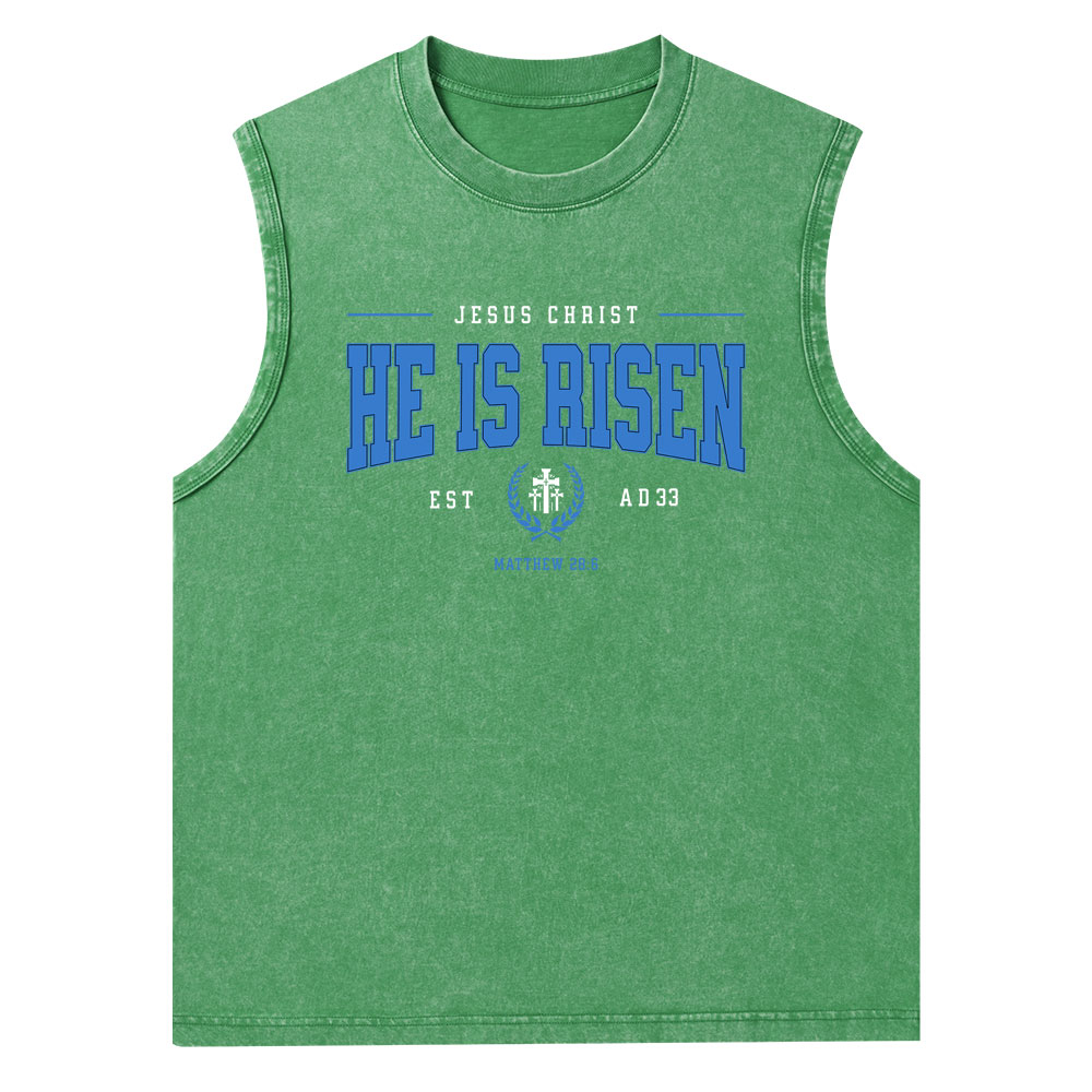 Jesus Christ He Is Risen Christian Washed Tank Top
