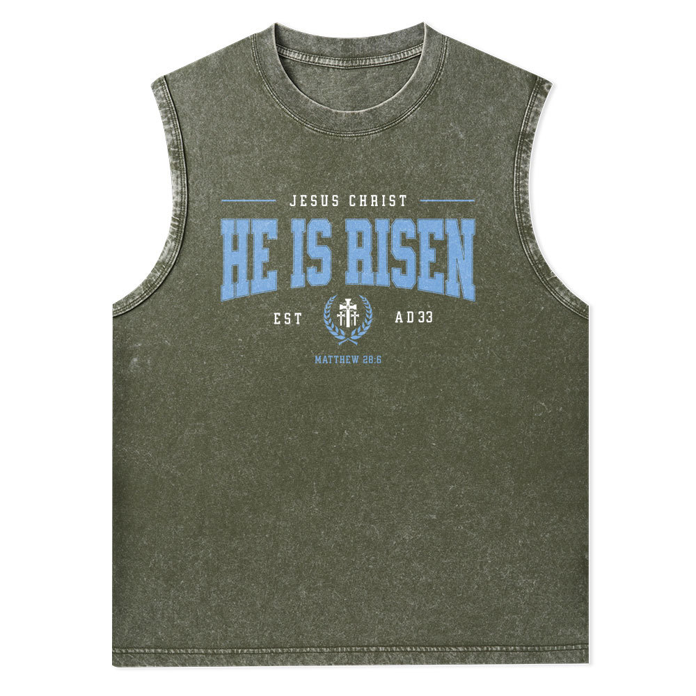 Jesus Christ He Is Risen Christian Washed Tank Top