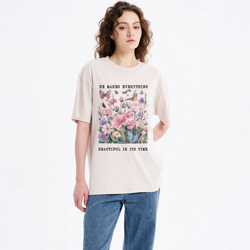 He Makes Everything Beautiful In Its Time Christian Washed T-Shirt