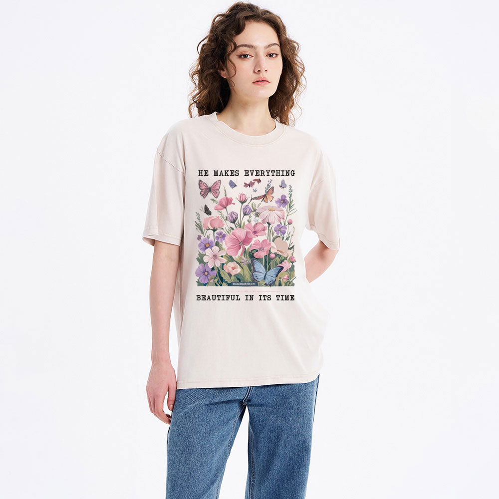 He Makes Everything Beautiful In Its Time Christian Washed T-Shirt