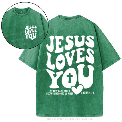 Jesus Loves You Christian Washed T-Shirt