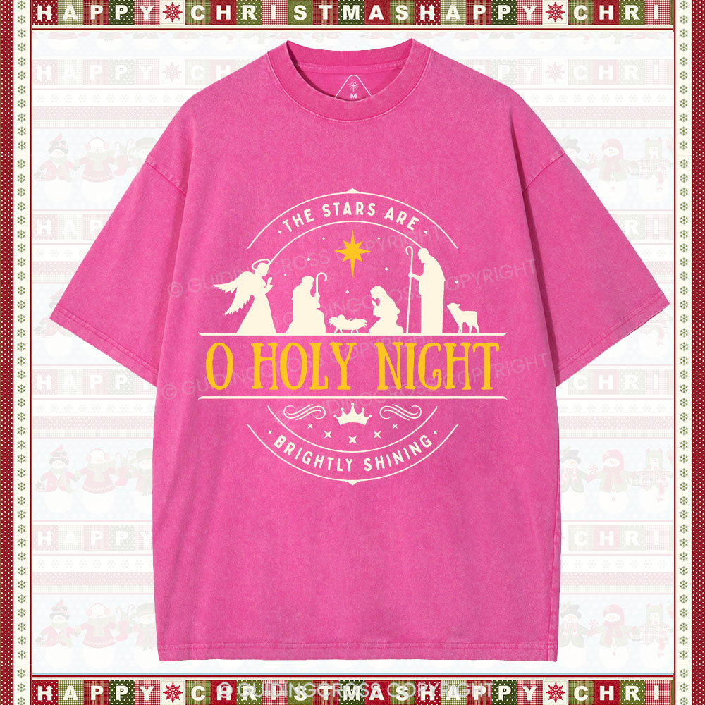 O Holy Night Christian Washed Christmas T-Shirt