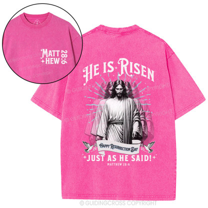 He Is Risen Christian Washed T-Shirt