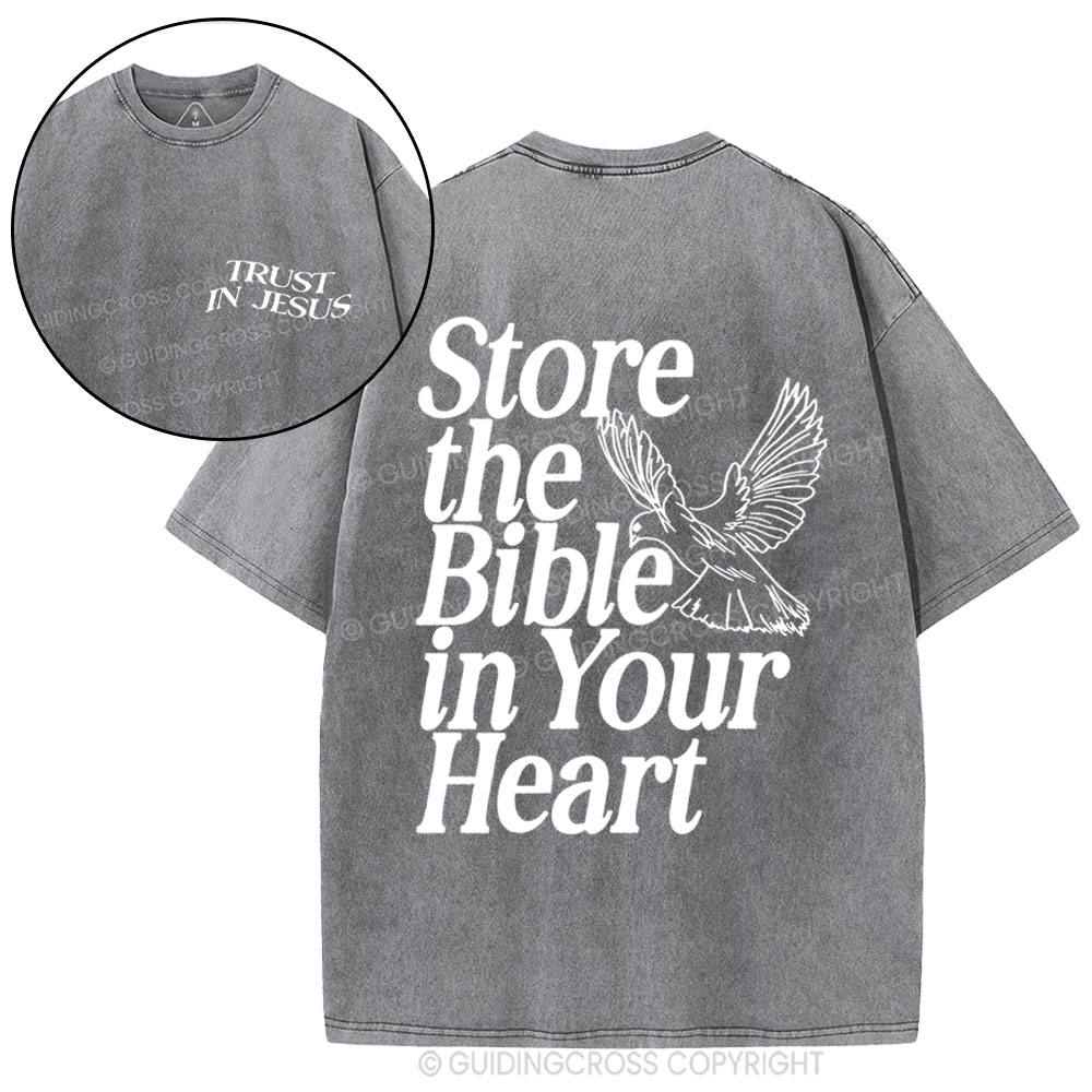 Store The Bible In Your Heart Christian Washed t-sHIRT