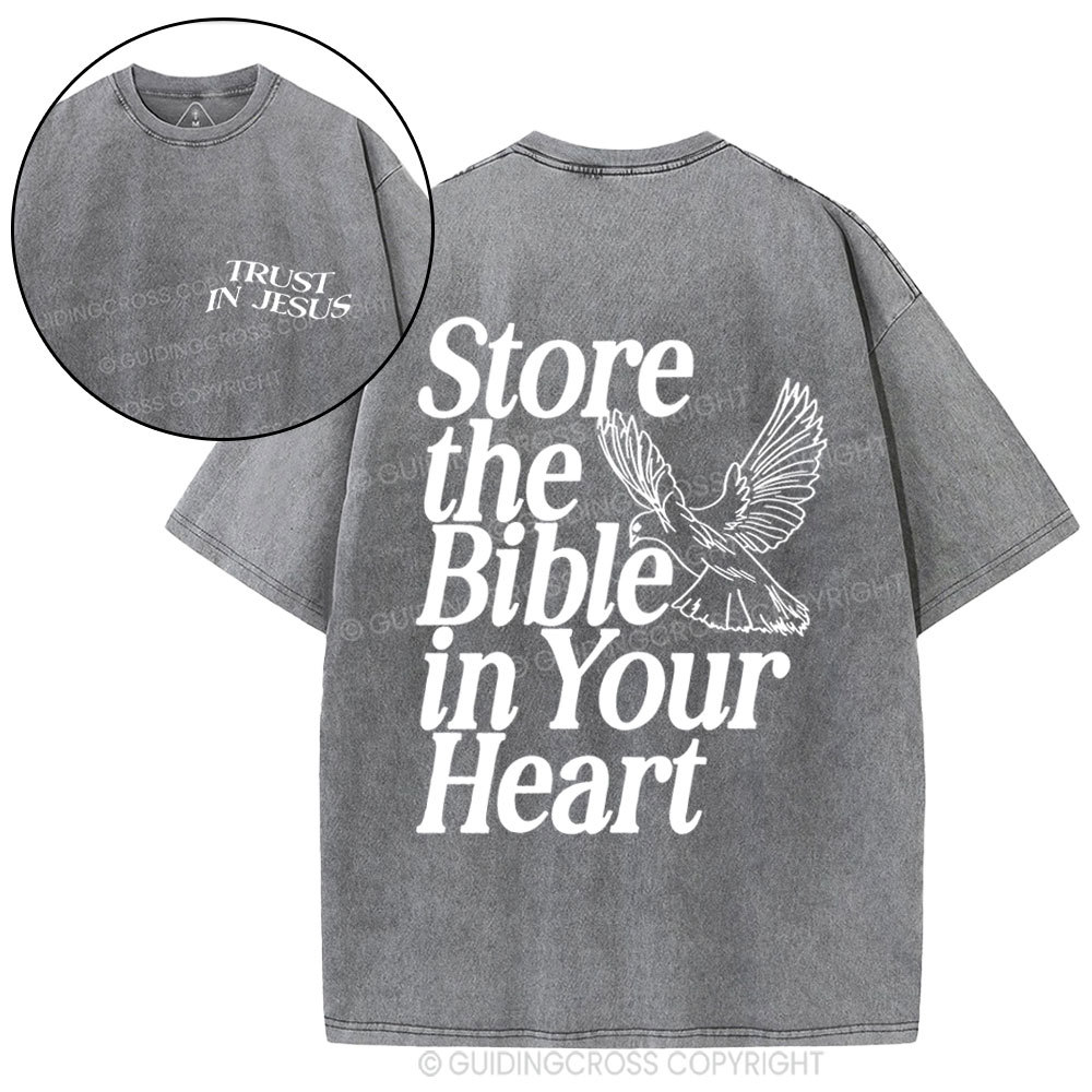 Store The Bible In Your Heart Christian Washed t-sHIRT