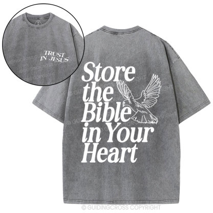 Store The Bible In Your Heart Christian Washed t-sHIRT