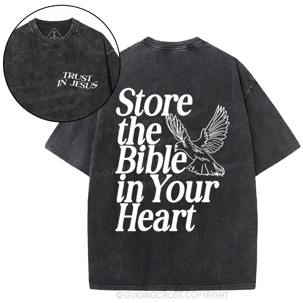 Store The Bible In Your Heart Christian Washed t-sHIRT