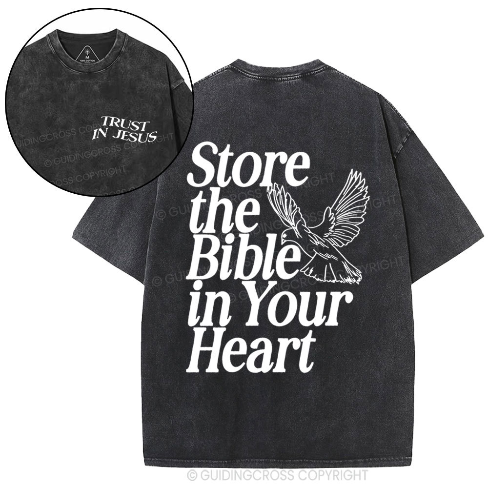 Store The Bible In Your Heart Christian Washed t-sHIRT