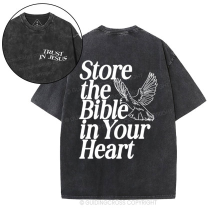 Store The Bible In Your Heart Christian Washed t-sHIRT