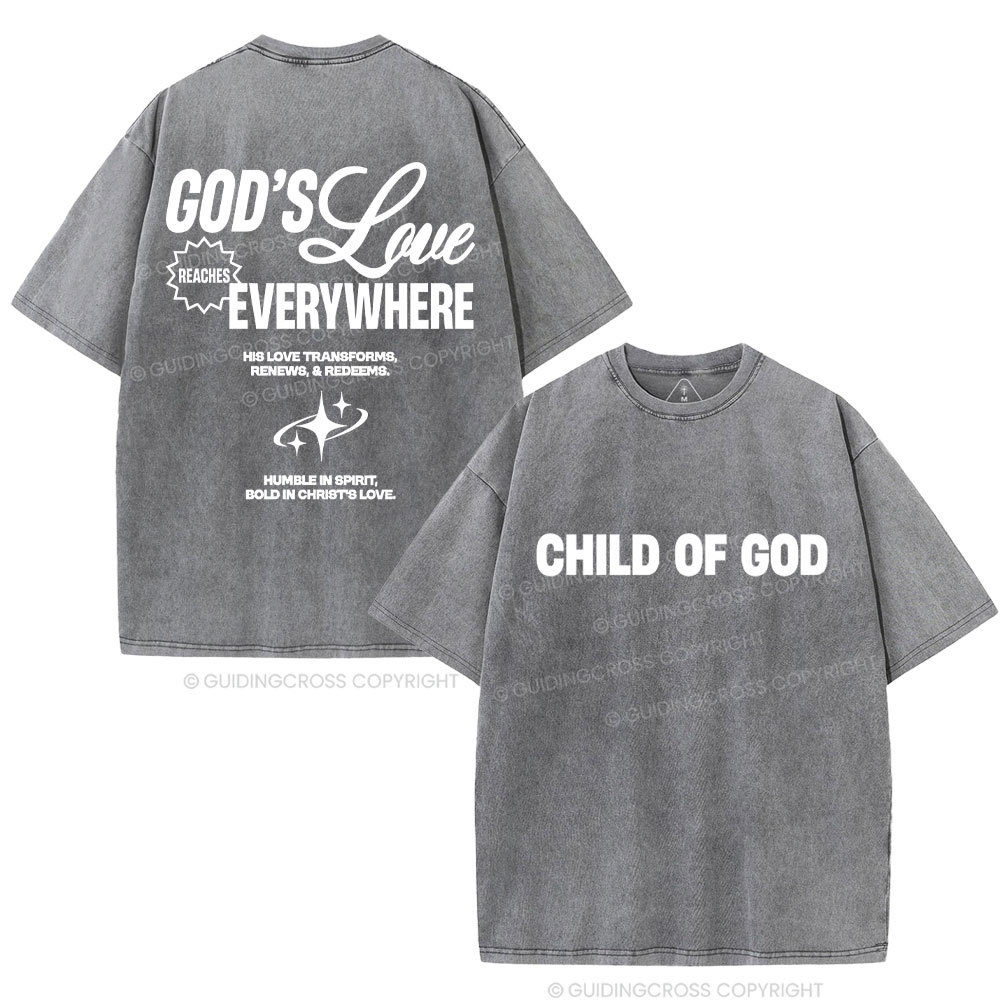 God's Love Reaches Everywhere Christian Washed T-Shirt