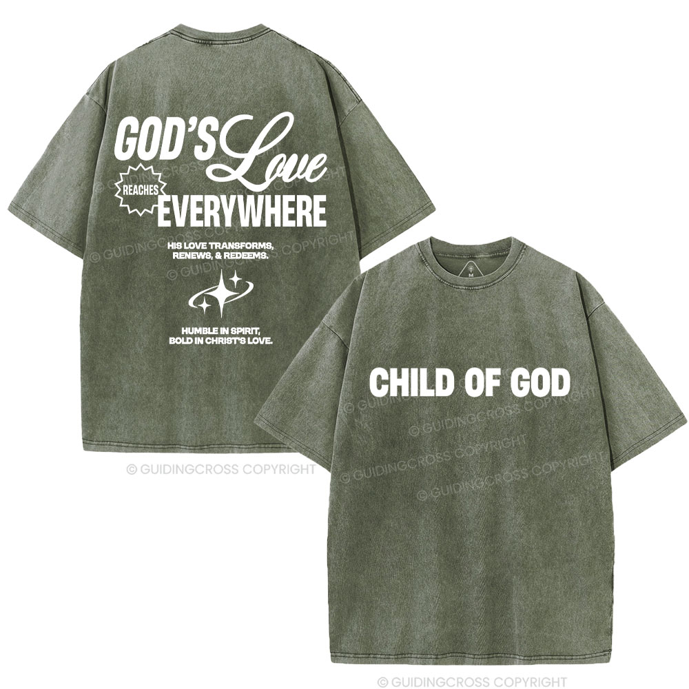 God's Love Reaches Everywhere Christian Washed T-Shirt