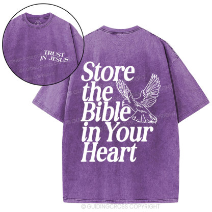 Store The Bible In Your Heart Christian Washed t-sHIRT