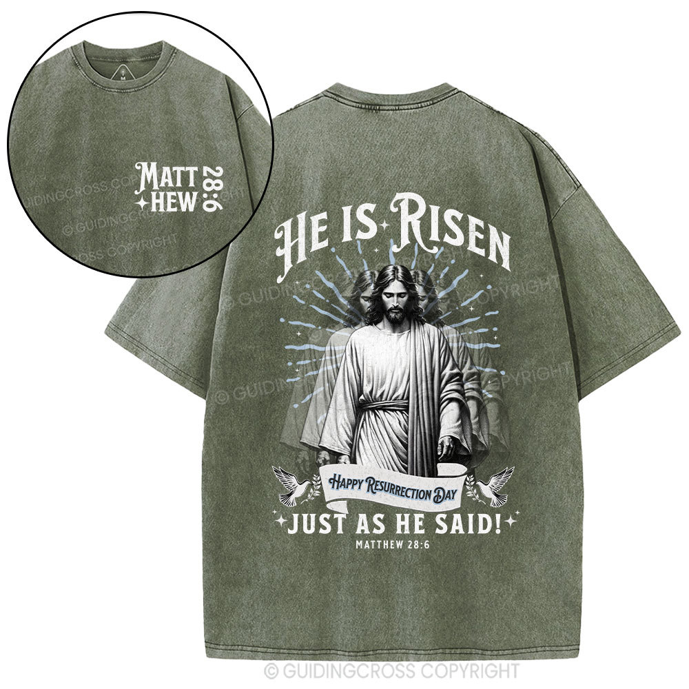 He Is Risen Christian Washed T-Shirt