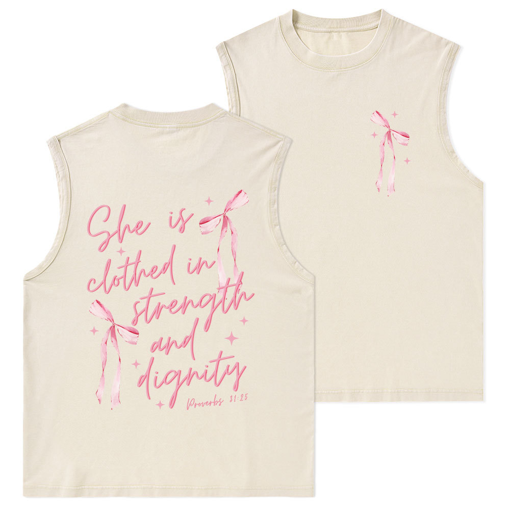 She Is Clothed In Strength And Dignity Christian Washed Tank Top