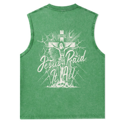 Jesus Paid It All Christian Washed Tank Top