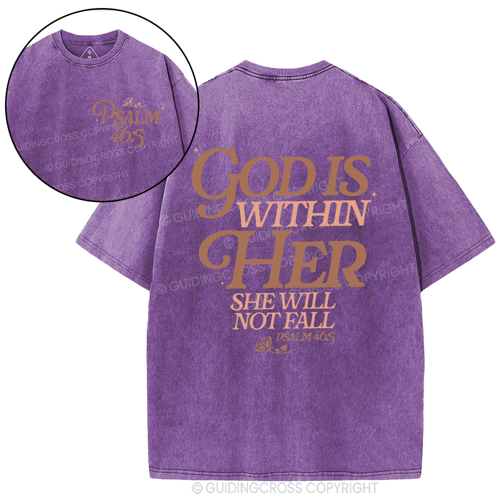God Is Within Her Christian Washed T-Shirt