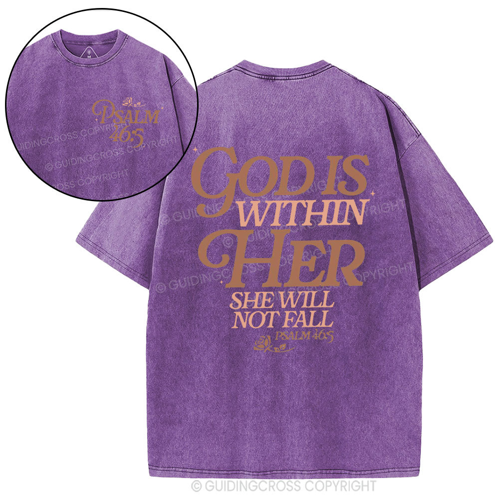 God Is Within Her Christian Washed T-Shirt