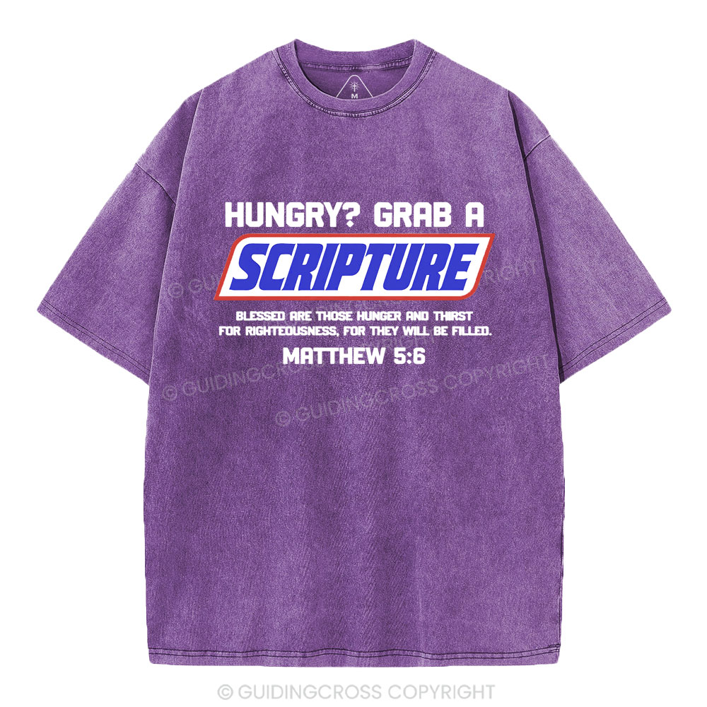 Hungry Grab A Scripture Christian Washed T-Shirt