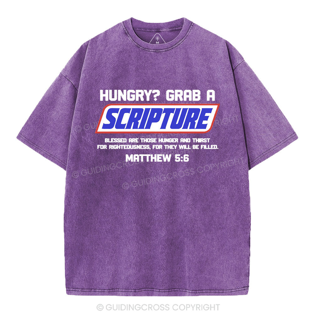 Hungry Grab A Scripture Christian Washed T-Shirt