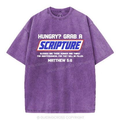 Hungry Grab A Scripture Christian Washed T-Shirt