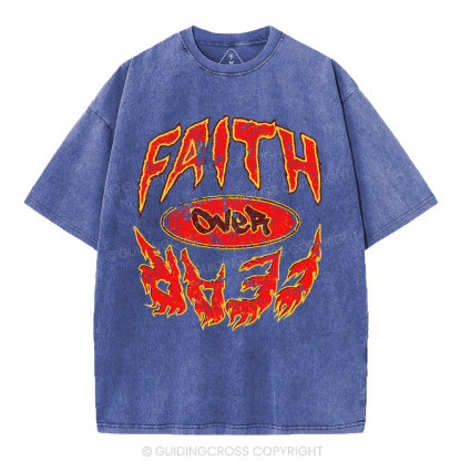 Faith Over Fear Christian Washed T-Shirt