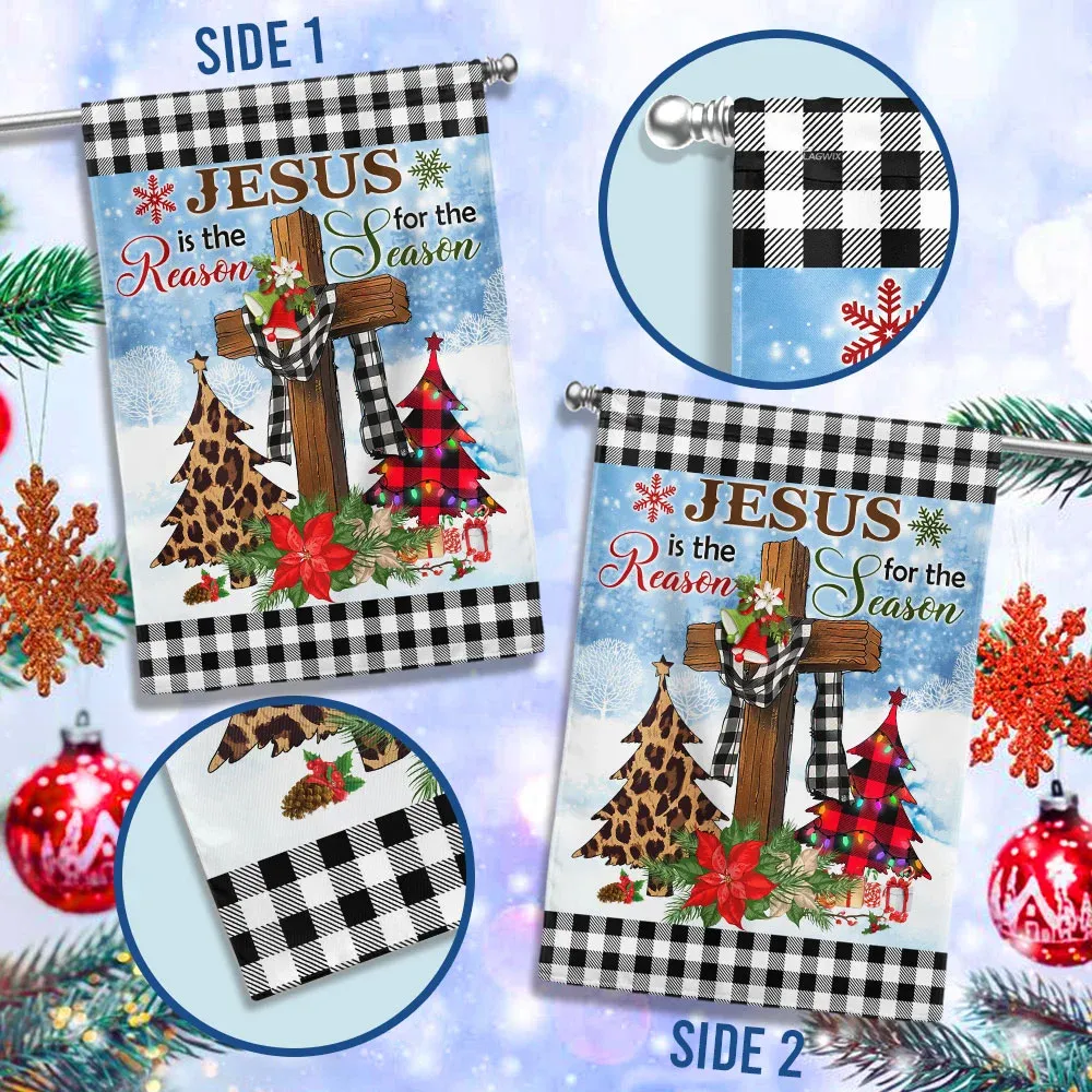 Jesus Is The Reason For The Season Religious Cross Christmas Flag