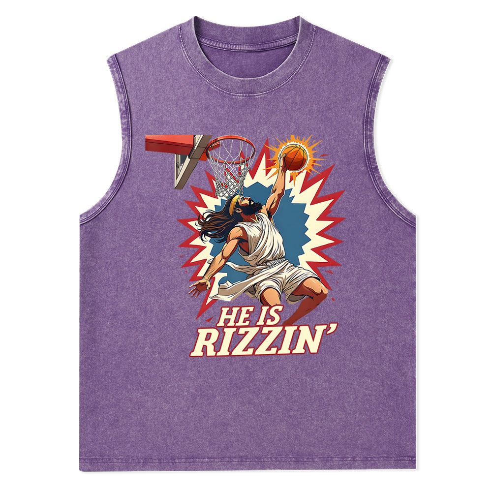 He Is Rizzen Jesus Christian Washed Tank Top