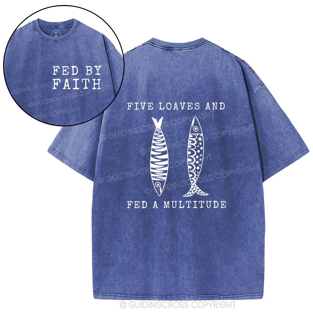 Five Loaves Two Fish Christian Washed T-Shirt