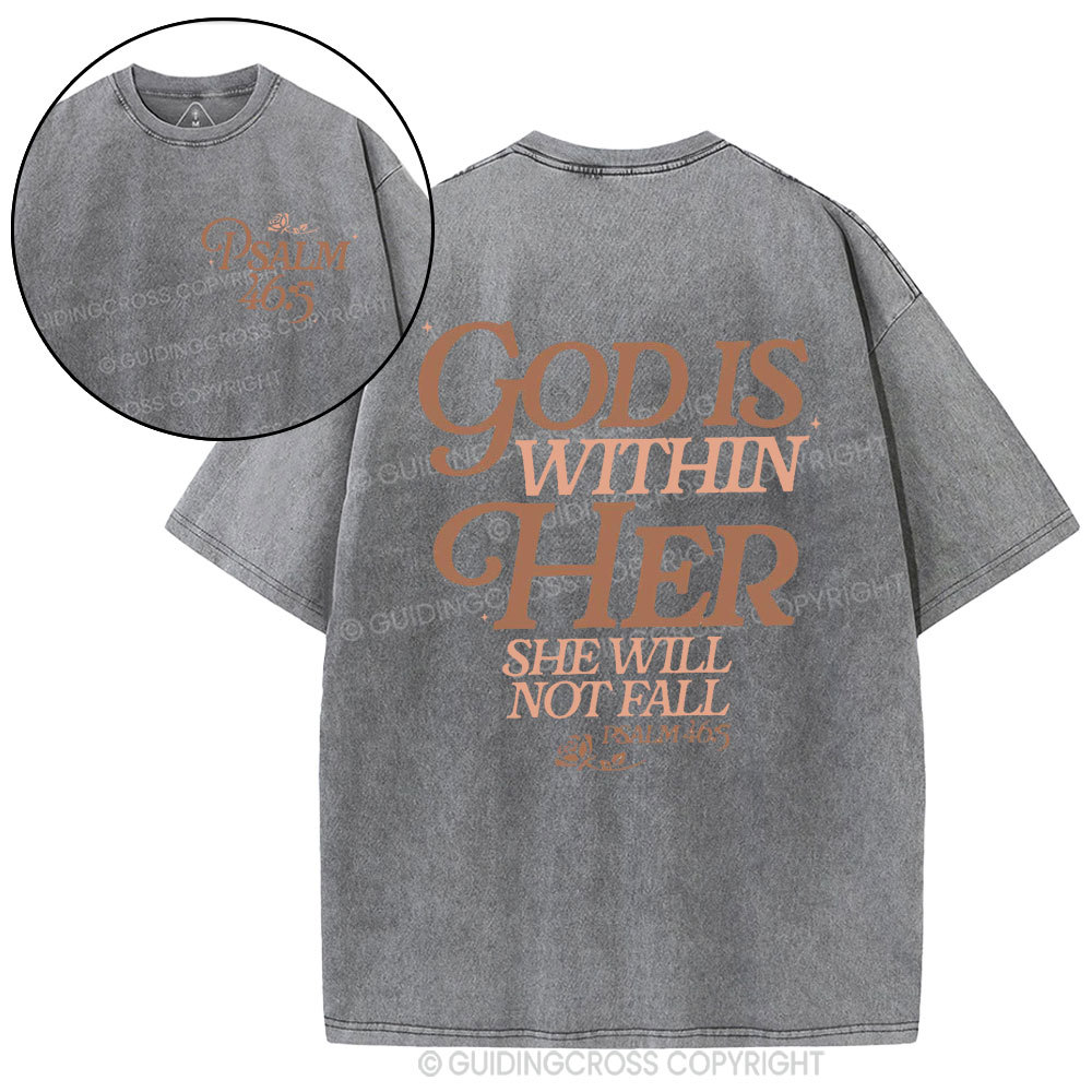 God Is Within Her Christian Washed T-Shirt