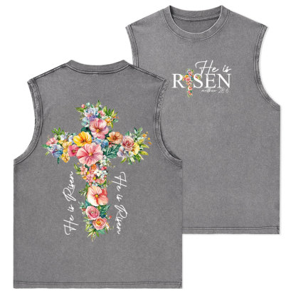 He Is Risen Christian Washed Tank Top