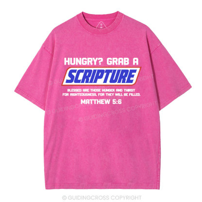 Hungry Grab A Scripture Christian Washed T-Shirt