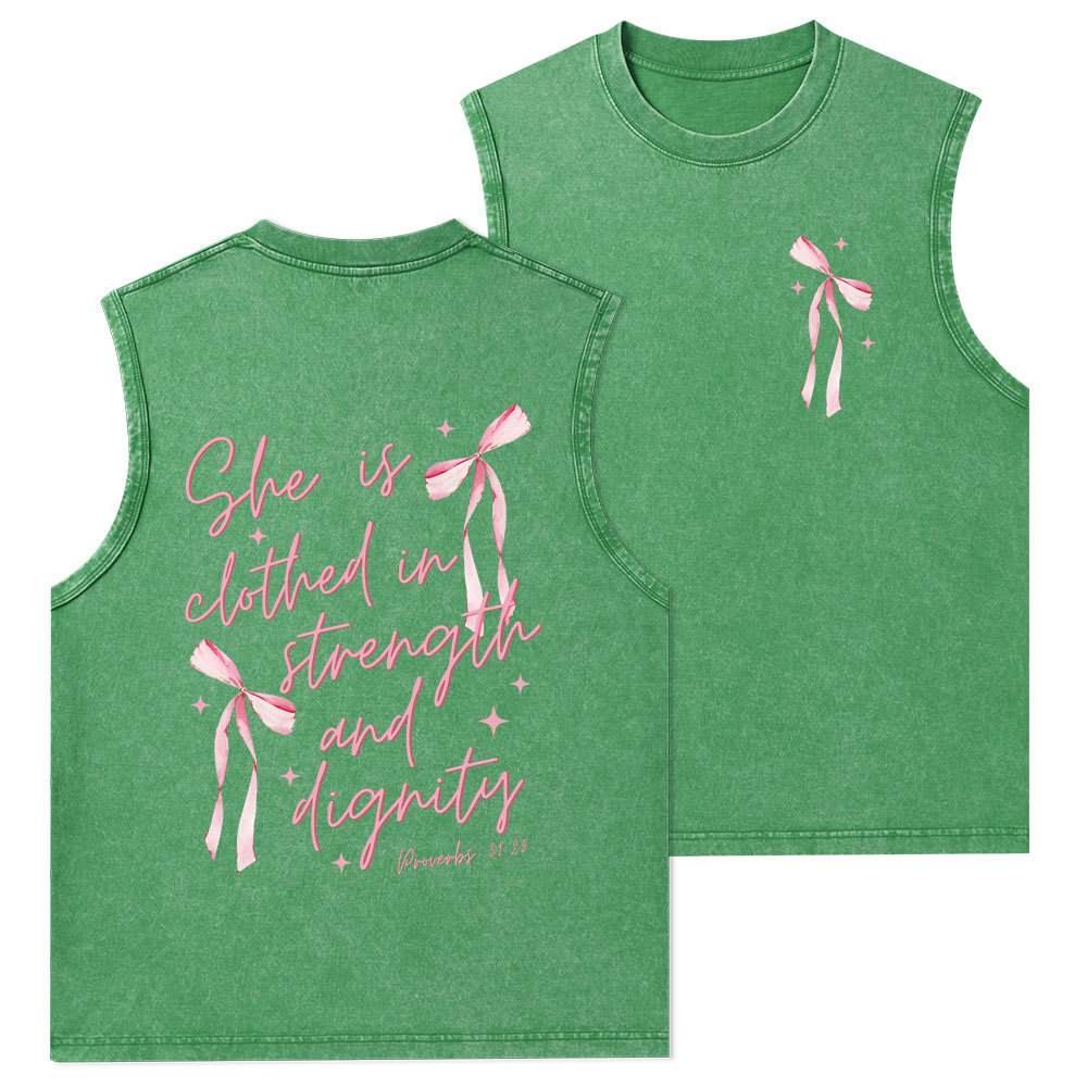 She Is Clothed In Strength And Dignity Christian Washed Tank Top
