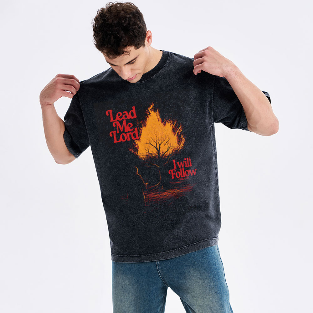 Lead Me Lord I Will Follow Christian Washed T-Shirt