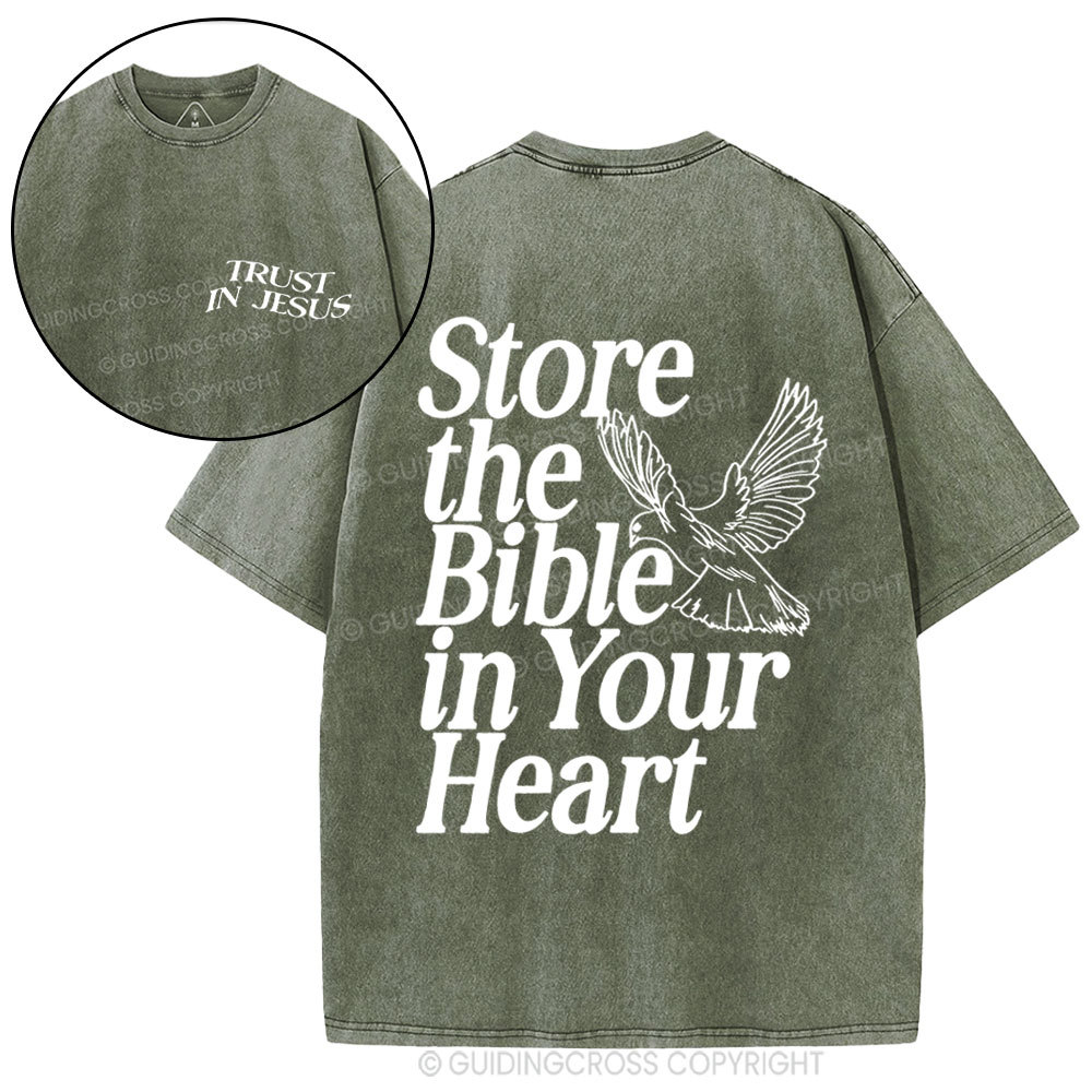 Store The Bible In Your Heart Christian Washed t-sHIRT