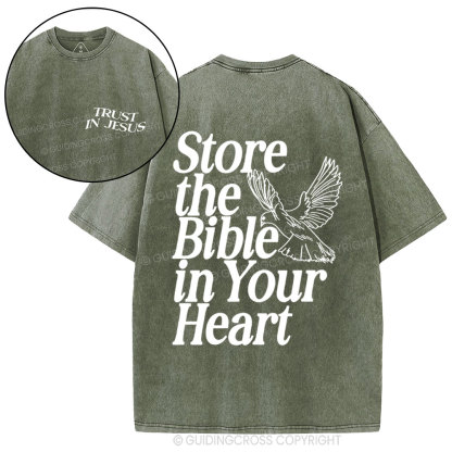 Store The Bible In Your Heart Christian Washed t-sHIRT