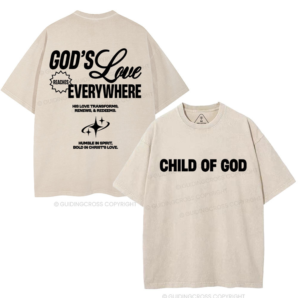God's Love Reaches Everywhere Christian Washed T-Shirt