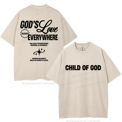 God's Love Reaches Everywhere Christian Washed T-Shirt