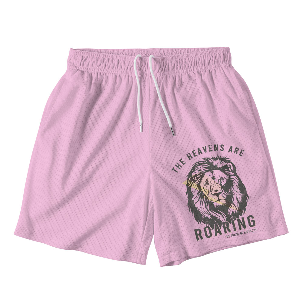 The Heavens Are Roaring Pink Christian Mesh Shorts