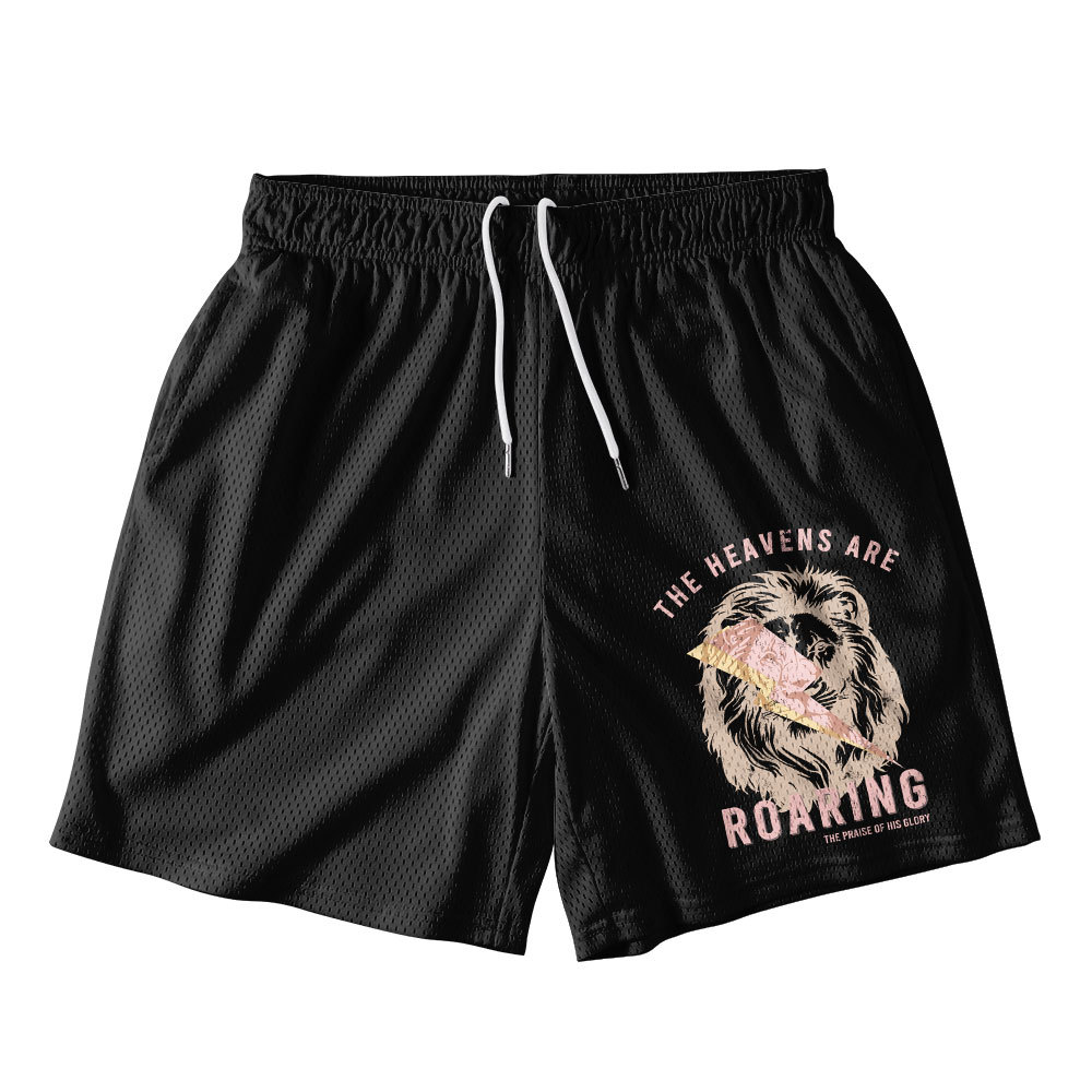 The Heavens Are Roaring Black Christian Mesh Shorts