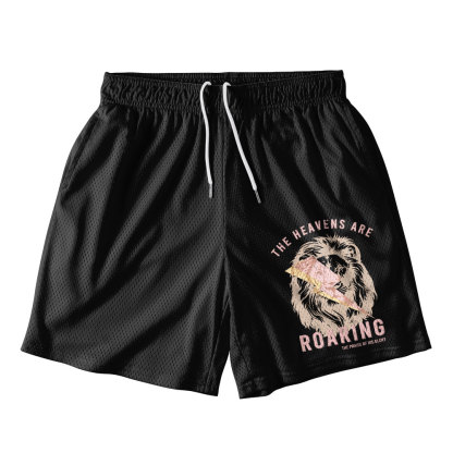 The Heavens Are Roaring Black Christian Mesh Shorts